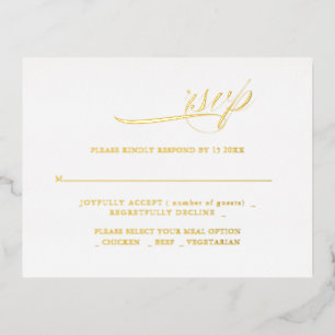 Moderne Kalligrafie Minimalisrt Wedding RSVP Folie Einladungspostkarte
