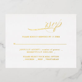 Moderne Kalligrafie Minimalisrt Wedding RSVP Folie Einladungspostkarte
