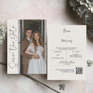 Moderne Kalligrafie-Monogramm Foto-Hochzeit Save The Date