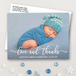 Moderne Kalligrafie Neue Baby-Liebe und Dank Postkarte<br><div class="desc">Moderne Kalligraphie Liebe und danke New Baby Foto Danke Postcard</div>