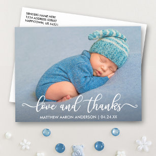 Moderne Kalligrafie Neue Baby-Liebe und Dank Postkarte