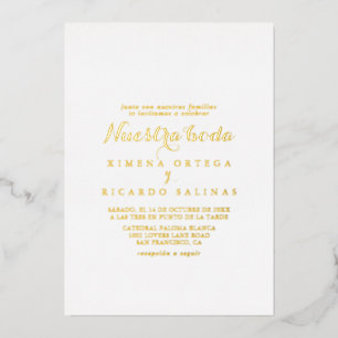 Moderne Kalligrafie Nuestra Boda Hochzeit Gold Folieneinladung