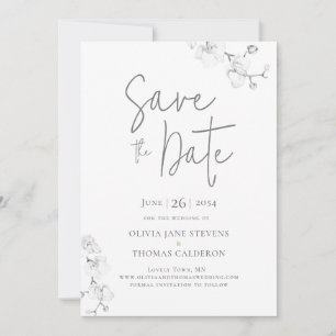Moderne Kalligrafie-Orchideen-Hochzeit Termin merk Einladung