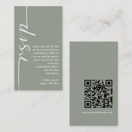 Moderne Kalligrafie QR Code Sage Wedding RSVP Begleitkarte