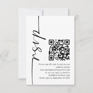 Moderne Kalligrafie QR Code Wedding RSVP Karte