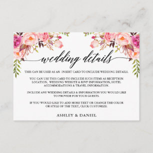 Moderne Kalligrafie Rosa Blumenzettel Begleitkarte