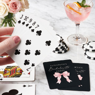 Moderne Kalligrafie Rosa Schleife Junggesellinnen- Spielkarten