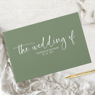 Moderne Kalligrafie Salbei Grün Hochzeit Gästebuch