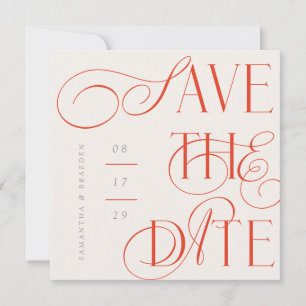Moderne Kalligrafie-Save-the-Date-Karte mit Zitrus Einladung