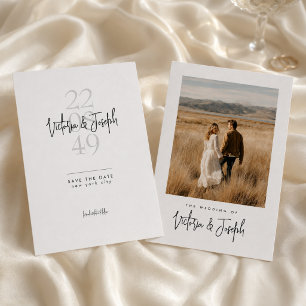 Moderne Kalligrafie-Schrift-Foto-Hochzeitsbudget Save The Date