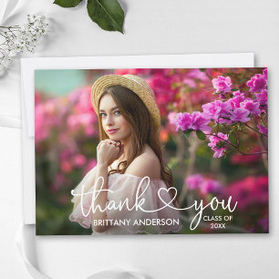 Moderne Kalligrafie-Schrift Herz Foto Abschluss Dankeskarte