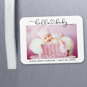 Moderne Kalligrafie Schrift Herz Hallo Baby Magnet