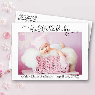 Moderne Kalligrafie Schrift Herz Hallo Baby Postkarte