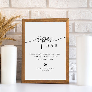 Moderne Kalligrafie-Schrift Offenes-Bar-Schild für Sockelschild