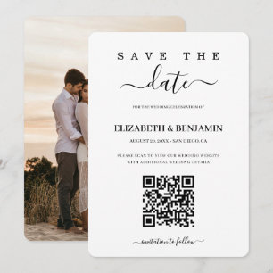 Moderne Kalligrafie-Schrift-QR-Code-Foto-Save-The- Save The Date