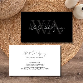 Moderne Kalligrafie-Schrift Schwarz-Weiß-Monogramm Visitenkarte