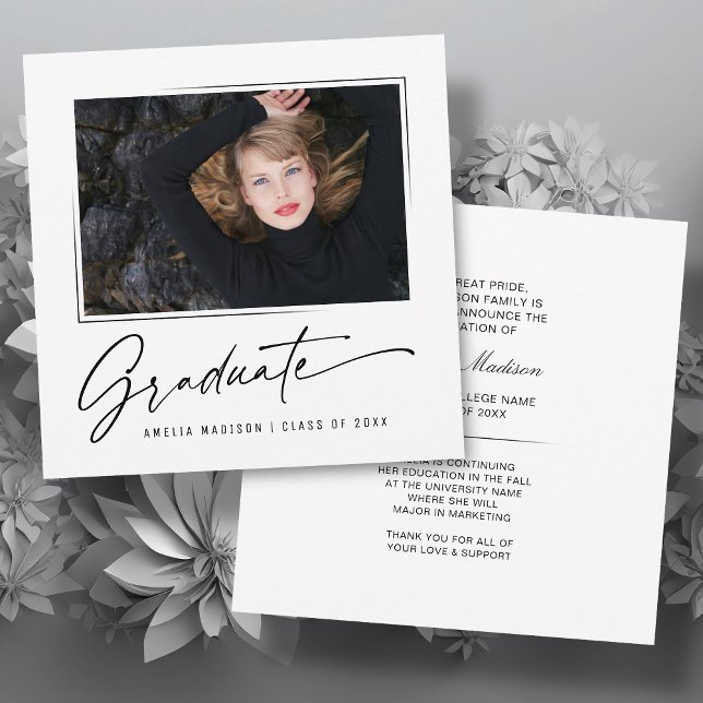 Moderne Kalligrafie Script Graduate Foto Square Ankündigung (Von Creator hochgeladen)