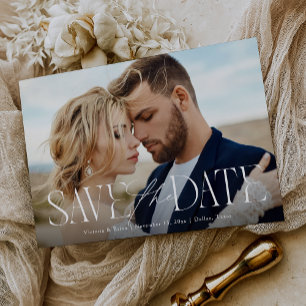 Moderne Kalligrafie-Script-Overlay-Foto Save The Date