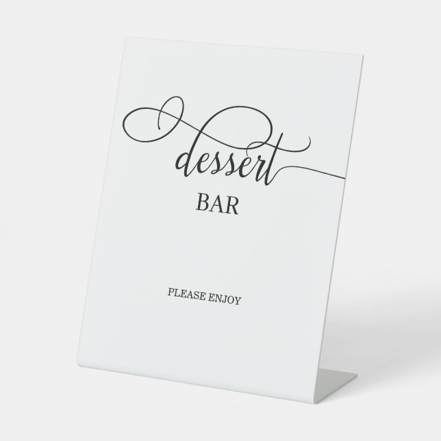 Moderne Kalligrafie Script Wedding Dessert Bar Sockelschild (Vorderseite)