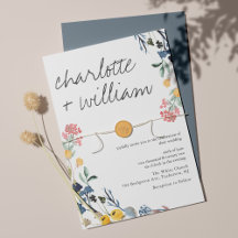 Moderne Kalligrafie Sommerhochzeit der Wildblume