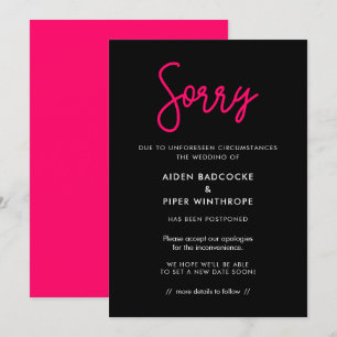 Moderne Kalligrafie Sorry Hochzeit Update Karte