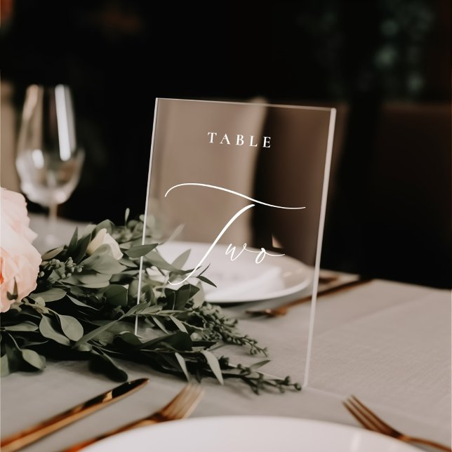 Moderne Kalligrafie-Tabelle Zwei Tischnummern Fensteraufkleber (Von Creator hochgeladen)