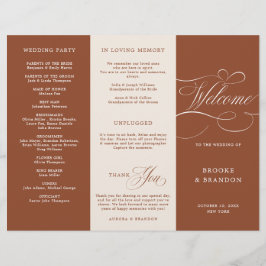 Moderne Kalligrafie Terracotta Boho Hochzeitsprogr