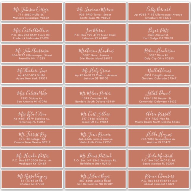 Moderne Kalligrafie Terracotta Wedding Aufkleber (Vorderseite)