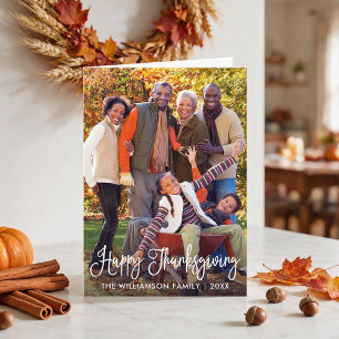 Moderne Kalligrafie Thanksgiving Foto gefaltet Feiertagskarte