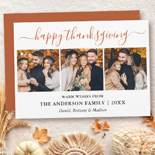 Moderne Kalligrafie Thanksgiving Terrakotta 3 Foto Feiertagskarte