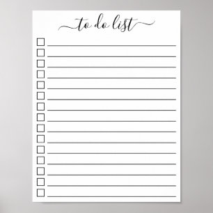 Moderne Kalligrafie-To-Do-Liste mit Kontrollkästch Poster