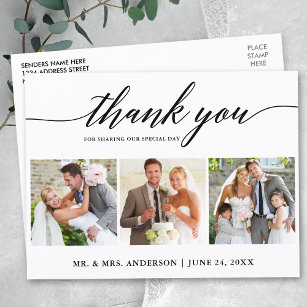 Moderne Kalligrafie Wedding 3 Foto Vielen Dank Postkarte