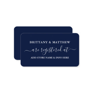 Moderne Kalligrafie Wedding Registry Blue Begleitkarte