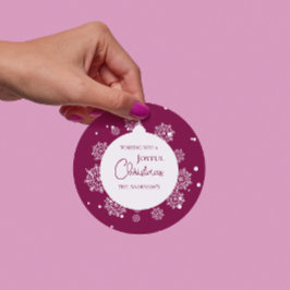 Moderne Kalligrafie Weihnachtsschmuck Bold Magenta Runder Aufkleber