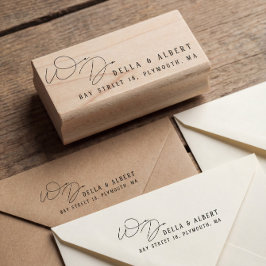 Moderne Kalligrafie Wir tun Hochzeit Rücksendeadre Gummistempel