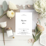 Moderne Kalligrafie-Wreath-Hochzeit Einladung<br><div class="desc">Diese moderne Kalligraphie Kranz Hochzeitseinladung ist perfekt für eine rustikale Hochzeit. Das einfache und elegante Design zeichnet sich durch klassische und extravagante Schriftzeichen in Schwarz und Weiß aus.</div>