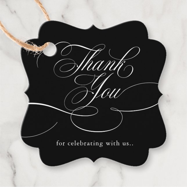 Moderne Kalligrafie zeitlos schwarz Danke Geschenkanhänger (Vorderseite)
