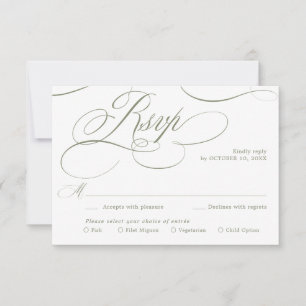 Moderne Kalligrafie zeitlose Sage-Grün-Hochzeit RSVP Karte