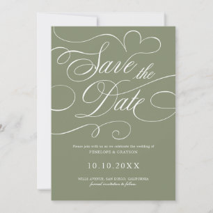 Moderne Kalligrafie zeitloser Salbei-QR-Code-Hochz Save The Date