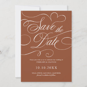 Moderne Kalligrafie Zeitloser Terrakotta QR-Code Save The Date