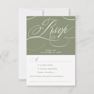 Moderne Kalligrafie zeitloses Sage-Grün Hochzeit RSVP Karte