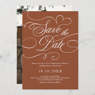 Moderne Kalligrafie Zeitloses Terrakotta-Foto Save The Date
