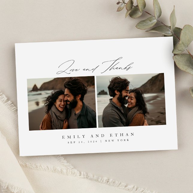 Moderne Kalligrafie - Zwei Fotos - QR-Code Save The Date (Von Creator hochgeladen)
