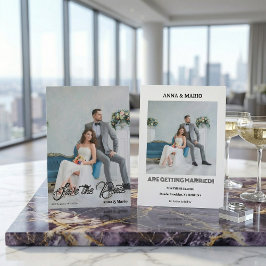 Moderne Kalligrafieschrift Foto-Hochzeit Save The Date