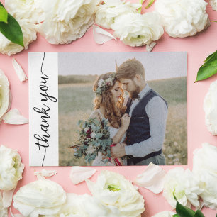 Moderne Kalligraphie 2 Foto Hochzeit Dankeskarte