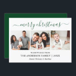 Moderne Kalligraphie 3 Foto Grün Frohe Weihnachten<br><div class="desc">Modern Trendy Calligrafy Script 3 Foto Family Foto Collage Frohe Weihnachtskarte - Forest Green</div>