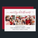 Moderne Kalligraphie 3 Foto Rot Frohe Weihnachten<br><div class="desc">Modern Trendy Calligrafy Script 3 Foto Family Foto Collage Frohe Weihnachtskarte - Rot</div>