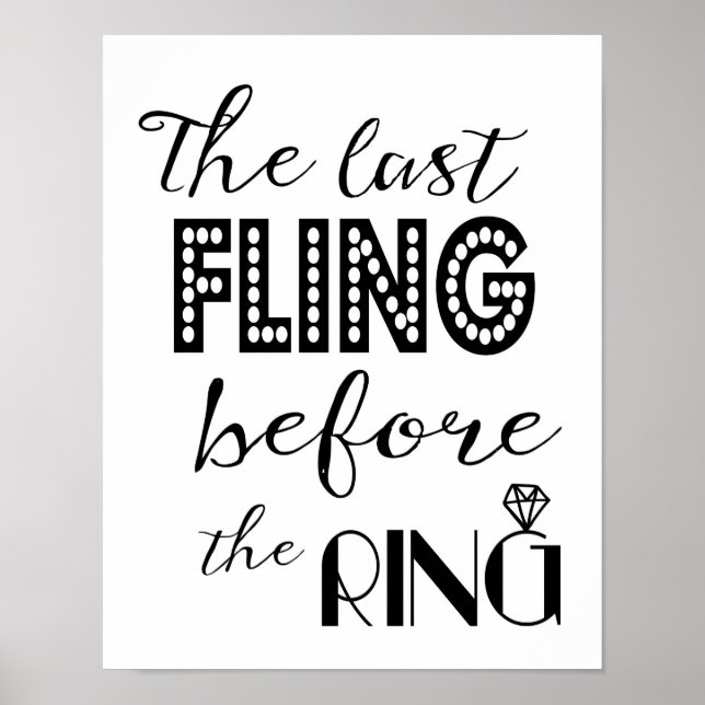 Moderne Kalligraphie Bachelorette Hen Jungendruck Poster (Vorne)