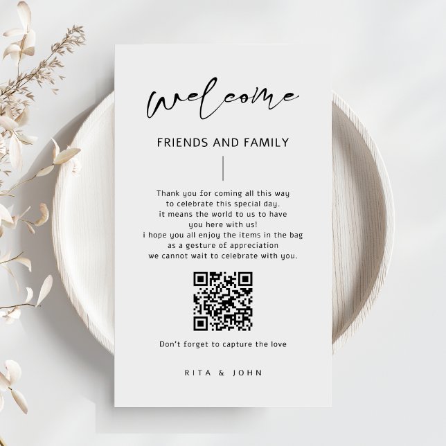 Moderne Kalligraphie Begrüßungsgeschenktaschen Pla Begleitkarte (Von Creator hochgeladen)