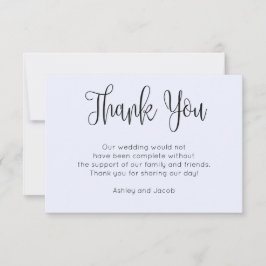 Moderne Kalligraphie. Blaue Hochzeit mit einfachem Dankeskarte